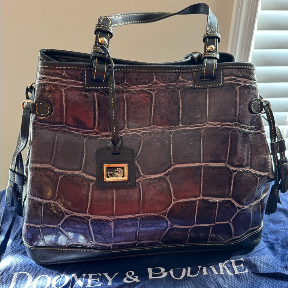 Dooney & Bourke Purple Crocodile Embossed Shoulder Bag